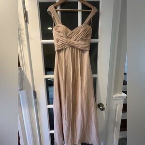 Amsale Size 6 nude off the shoulder bridesmaid dress
